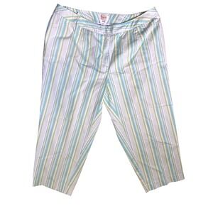 Talbots Woman Striped Capri Pants Size 22W High Rise Tapered Leg Vacation